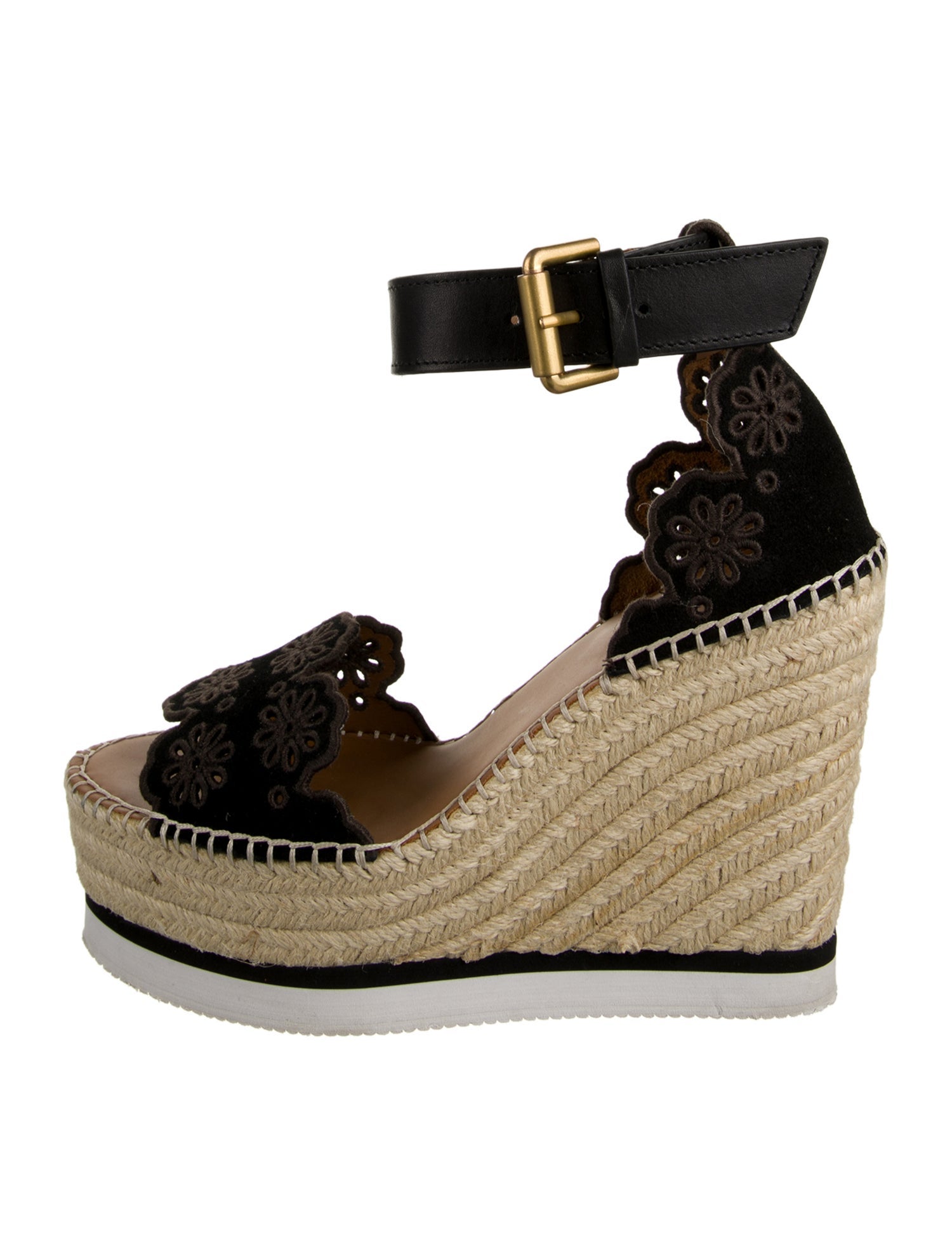 See by Chloé Suede Eyelet Trim Espadrilles